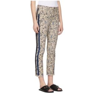 Isabel Marant Etoile Ecru Ugo Side Stripe Floral Jeans Pants size 40 US 8